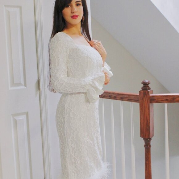 White Lace Midi Dress - Picture 3 of 3